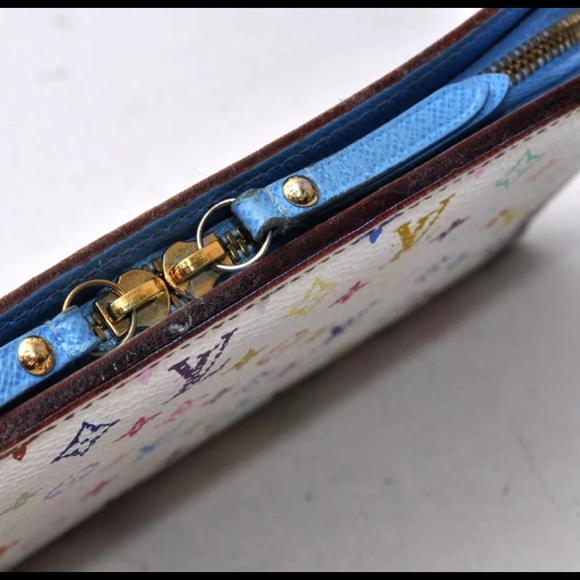 Louis Vuitton White Multicolor Takashi Murakami Zippy Wallet Authentic - Picture 6 of 12